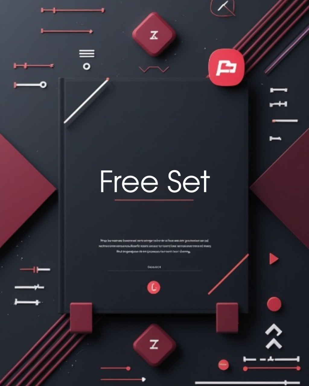 Geometric design with 'Free Set' text on a dark background