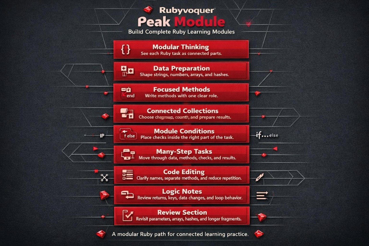 Rubyvouquer Peak Module description on a dark background with red text